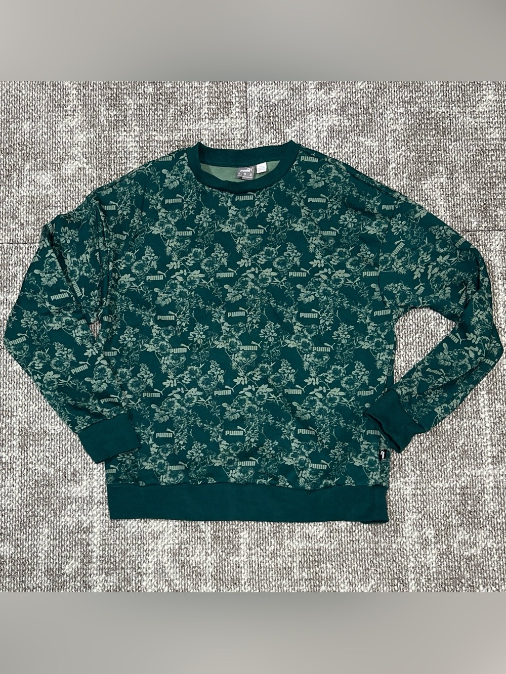 Puma Teal Floral Logo Crew Sweatshirt
